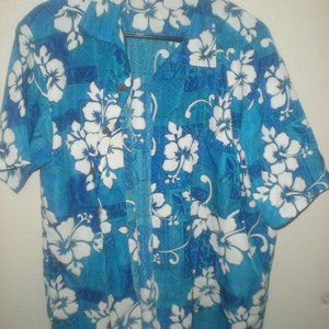 ROUNDY BAY   Brand   Vintage Hawaiian Shirt  Size L  Blue